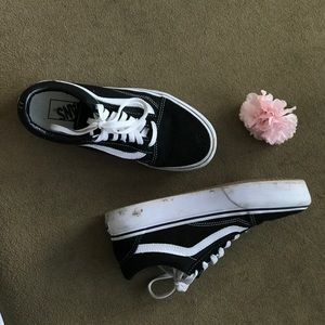 Black and white platform vans